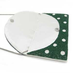 Handmade Lightweight Beaded Embroidery Square Shape <b>Clutch</b> Bag <b>Green</b> Daisy Flower Envelope Purse White Crafts Cross-stitching - Product Image 2