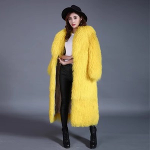 Unisex Waterproof Breathable Winter Long-Style Mongolian Lamb <b>Fur</b> <b>Coat</b> <b>Plus</b> <b>Size</b> <b>Faux</b> <b>Fur</b> Jacket V-neck Printed Down Filled - Product Image 3