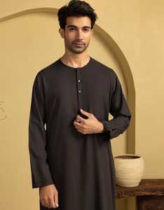 Handmade Cotton <b>Thobe</b>/Thawb for <b>Men</b>-Lightweight Ankle Length Long Sleeve Breathable Anti-Static Casual Wear for Spring Summer - Product Image 2