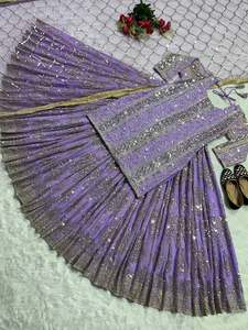 ชุดเดรส Anarkali ผ้าคอตตอนจอร์เจตต์ปักลายประดับเลื่อม งานปักมือ ดีไซน์หรูหรา สำหรับงานปาร์ตี้/งานแต่งงาน เสื้อผ้าชาติพันธุ์ มีสินค้าพร้อมส่ง ขายส่ง รหัสสินค้า 60287 - Product Image 3
