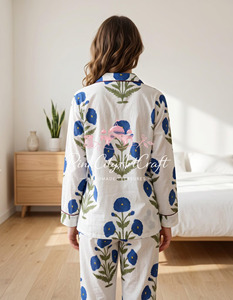 Camisa de Manga Larga para Mujer, 100% Algodón Puro, Estampada a Mano, con Cuello Camisero y Botones, para Primavera, Verano y Otoño - Product Image 3