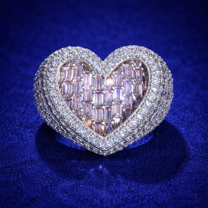 <b>Women</b> Pinky Diamond Iced Hip Hop Heart Baguette Diamond 925 Silver Cocktail <b>Statement</b> <b>Ring</b> round cut diamond <b>ring</b> <b>ring</b> <b>for</b> woman - Product Image 4