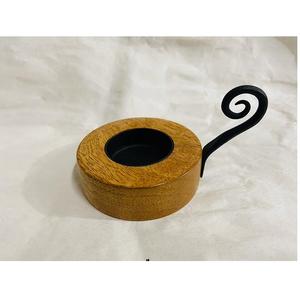 Bougeoir rond en bois de style bohème pour bougies chauffe-plat et bougies chauffe-plat pour les occasions de mariage et de Noël - Product Image 1