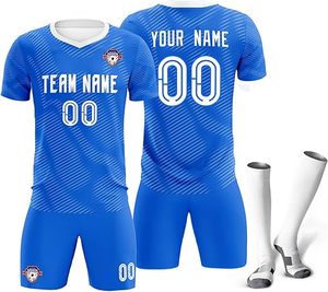 Shorts de football et maillots d'équipe de football, respirants et à séchage rapide, prix réduit d'usine, nom et numéro de joueur personnalisés, 100% polyester - Product Image 4