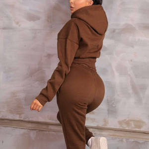 Custom Womens Cropped <b>Jogger</b> Set Breathable Sweatshirt Tracksuit Fashion Fitness Apparel Bulk Supplier Pakistan - Product Image 3