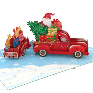 Carte de Noël 3D pop-up Père Noël avec enveloppe, collection sapin de Noël, nouveau design, carte faite à la main - Product Image 1