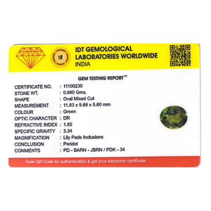 Lab-Created Oval Cut Peridot 4.4 Carat Loose Gemstone for Fine Jewelry - Product Image 4