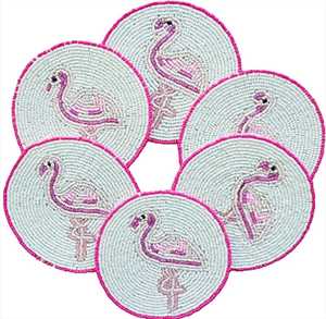 Embroidered Floral Polyester/Cotton <b>Table</b> Coasters Set of 6 Eco-Friendly Customizable Home & Hotel Use Housewarming Gift - Product Image 3