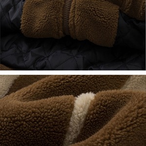 Veste en polaire Sherpa patchwork colorblock personnalisable, style ample avec col montant, en toile d'hiver, couleur personnalisable - Product Image 3