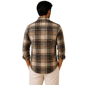 Black Brown Beige Tartan <b>Plaid</b> Mens Long Sleeve <b>Shirt</b> Casual Button Down Check Cotton <b>Shirt</b> Custom Wholesale Fashion Apparel - Product Image 2