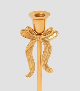 Golden <b>Brass</b> <b>Candlestick</b> Holder with Bow Design for Wedding Home Decoration - Product Image 2