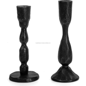 Vintage Candle Stand <b>Black</b> Color Set of Two Pieces Pillar Style <b>Candlestick</b> Stand Wedding Decoration Indian Manufacturing - Product Image 1