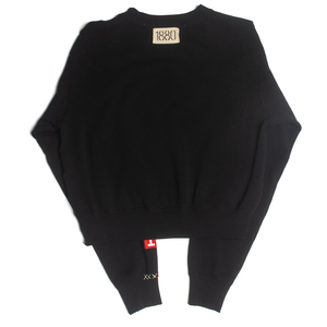 Sweat-shirt noir à col rond pour femme avec design en patchwork appliqué, manches longues, tricot en coton, style décontracté, vêtements d'automne - Product Image 2