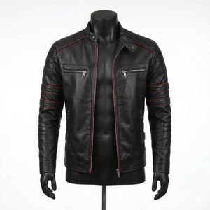 New Style <b>Jacket</b> Factory Custom Cowhide Genuine Leather <b>Jacket</b> Men's Fashion Stand Collar <b>Biker</b> <b>Jacket</b> Spring and Autumn - Product Image 1