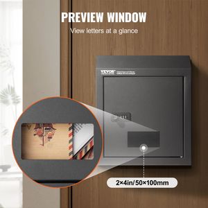 Boîte aux lettres murale en acier robuste avec serrure à combinaison de 12 pouces, noire, avec organiseur mural - Product Image 6