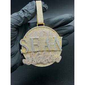 Collier de luxe SEAN avec lettres serties de pierres et pierres de moissanite, bijoux hip-hop, pendentif de luxe - Product Image 1