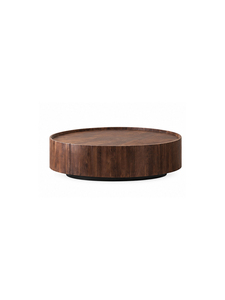 Modern Round Wooden Coffee Table Minimalist Design Living <b>Room</b> Furniture Solid Wood Top <b>Dark</b> Brown Finish - Product Image 5