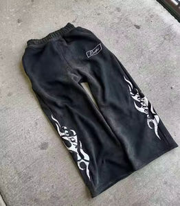Pantalon de survêtement évasé pour homme, personnalisé, délavé à l'acide, 100% coton épais, effet soleil, ourlet brut, style streetwear, fabricant OEM en gros - Product Image 4