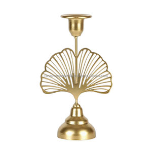 เชิงเทียนเหล็กที่หรูหราและมีคุณภาพที่เหนือกว่าพร้อมใบแปะก๊วยสำหรับตกแต่งโต๊ะในบ้านและงานแต่งงาน - Product Image 6