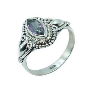 Anillo de Plata de Ley 925 con Cuarzo Místico, Corte Marquesa, Topacio Místico Arcoíris, Anillo Hecho a Mano, Diseño Vintage, Anillo de Diseñador para Mujer - Product Image 1