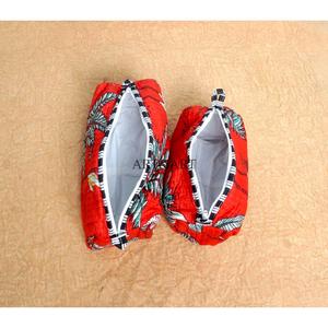 Red beautiful 3-Piece Large Capacity Hand Block Printed Cotton Vanity Set Zipper Washable Bag Durable Reusable Travel for Bags - Product Image 6