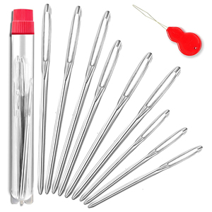 New Arrival Stainless Steel Hair Weaving Needles Premium Large Eye Straight Needles in Storage Tube with Wire Threader Tool - Product Image 1