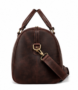 Bolsa de Deporte de Cuero Genuino Vintage, Bolsa de Viaje de Lujo para Fin de Semana, Bolsa de Gimnasio con Cierre de Cremallera, Portátil, de Gran Capacidad para Hombre - Product Image 3