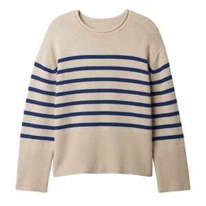 <b>Women</b> Vintage Style Sweater <b>Oversized</b> Knitted Crew Neck Pullover Custom Private Label Wholesale Clothing Supplier - Product Image 3