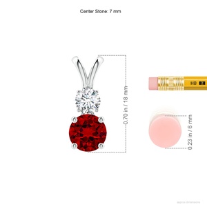 14K <b>Solid</b> <b>Gold</b> Prong-Set Round Cut Batural Red Ruby and Diamond Two Stone <b>Pendant</b> IGI Certified Handmade Link Chain Necklace OEM - Product Image 3