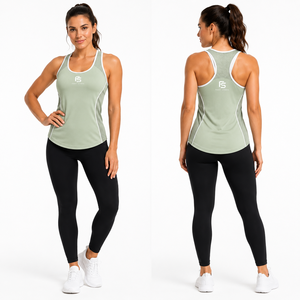 Custom <b>Women</b> Slim Fit Sports Tank <b>Top</b> Breathable <b>Mesh</b> Patchwork Racerback Yoga Gym Wear Moisture Wicking Fitness Training Vest - Product Image 1