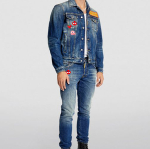 Chaqueta de Mezclilla para Hombre con Cierre de Botones, Cuello Camisero, Estilo Pac-Man, con Múltiples Bolsillos, Azul, Estilo Urbano, con OEM - Product Image 2