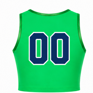 <b>Green</b> Cheerleading Jersey Sleeveless <b>Crop</b> <b>Top</b> Breathable Sports Uniform Custom Team Training Athletic Wear Performance Apparel - Product Image 2