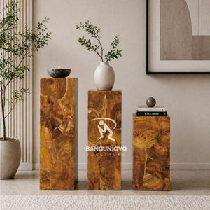 Ensemble de tables d'appoint en bois, design contemporain, meubles de salon modernes, finition en racine de teck durable - Product Image 1