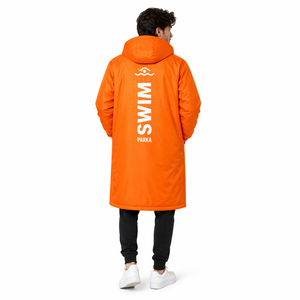 Professional Swim <b>Parka</b> <b>Waterproof</b> Fleece Lined Changing Robe Hooded <b>Jacket</b> for Competitive Swimmers Beach Pool Training - Product Image 4