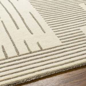 Handmade white Wool Rug grey Contemporary Border <b>Carpet</b> Custom Rug square shape home decor - Product Image 5