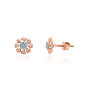 Elegantes Pendientes de Oro Rosa con Diamante Natural de 0.07 Quilates, Corte Brillante Redondo, Color HI, Claridad VS SI, Certificado IGI, para un Estilo Atemporal - Product Image 3