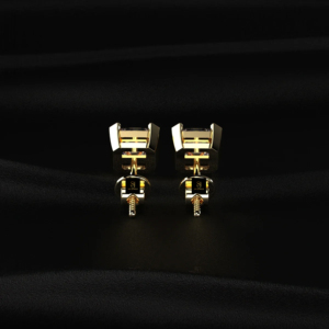 Boucles d'oreilles clous en diamant taille Asscher, sertissage demi-cerclé, bague en diamant de laboratoire, or jaune, or blanc, or rose, bijoux élégants - Product Image 3