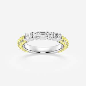 Women's Diamond Eternity Band Ring Emerald Cut Pave Setting Luxury Engagement Ring - Product Image 5