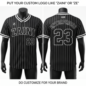 Premium 180 GSM Moisture Wicking Polyester <b>Baseball</b> Jersey Team Name Custom Print Front Logo Black White Pinstripe - Product Image 1