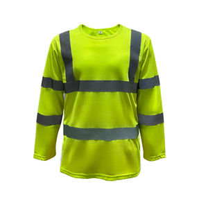 Camiseta de Seguridad Reflectante de Manga Larga Verde con Logotipo Personalizado, ANSI Clase 1, Impermeable, con LED Intermitente, Ropa de Trabajo de Poliéster - Product Image 5