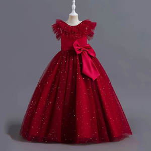 Vestido de Fiesta Largo Formal para Niñas con Falda de Tul con Estrellas Brillantes y Elegante Lazo, Vestido de Princesa Azul Marino de Lujo al por Mayor - Product Image 3