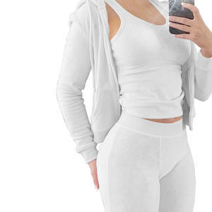 Ensemble de survêtement en velours personnalisé pour femme : sweat à capuche zippé et pantalon de jogging en velours - Product Image 6