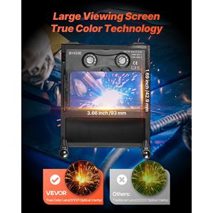 Casco per saldatura auto-oscurante con alimentazione solare, visiera True Color da 3,66 x 1,69 pollici, 2 sensori di arco, tonalità 4/9-13 - Product Image 2