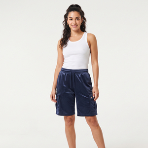 Shorts cargo en molleton 100 % polyester pour femme, style streetwear, mode hiver - Product Image 1