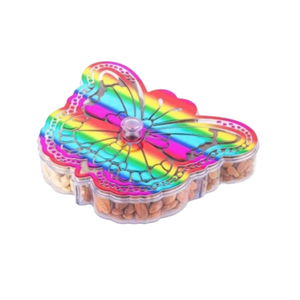 Caja para Frutos Secos con Forma de Mariposa, Bandeja Decorativa Arcoíris con Compartimentos y Tapa para Nueces, Dulces y Golosinas - Product Image 3