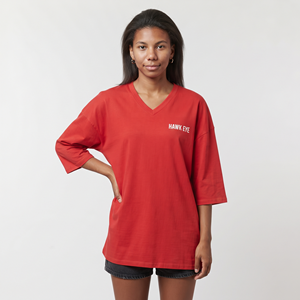 Custom Logo Women's Oversized V- Neck T Shirt Longline Three Quarter Sleeve <b>Dropped</b> Shoulder Breathable Cotton Tee - Product Image 3