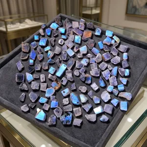 Pierres précieuses brutes en pierre de lune arc-en-ciel naturelle et labradorite, de 2 mm à 8 mm, cristal bleu pour la création de bijoux et la lithothérapie - Product Image 6