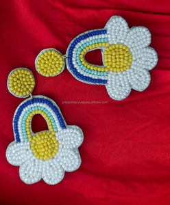 Multicolor Bohemian Flower Pattern Seed Bead Drop <b>Earrings</b> Heart <b>Top</b> Ribbon Design Elegant Statement Jewelry Party Wear Fashion - Product Image 4
