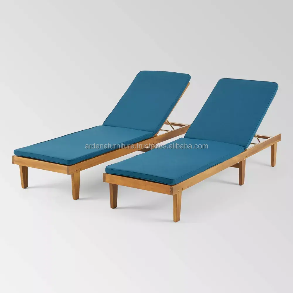 Açık plaj güneş yatakları tik ahşap salon sedir veranda açık otel tatil için çıkarılabilir yastık ile ayarı mobilya