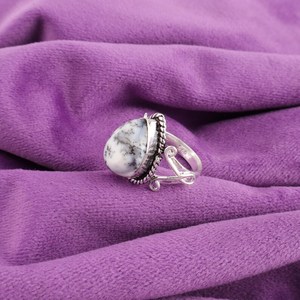 Dendritic <b>Opal</b> <b>Ring</b> Sterling <b>Silver</b> Handcrafted Boho Cabochon Jewelry IGI Certified High Quality Christmas Gift for Her Mom - Product Image 3